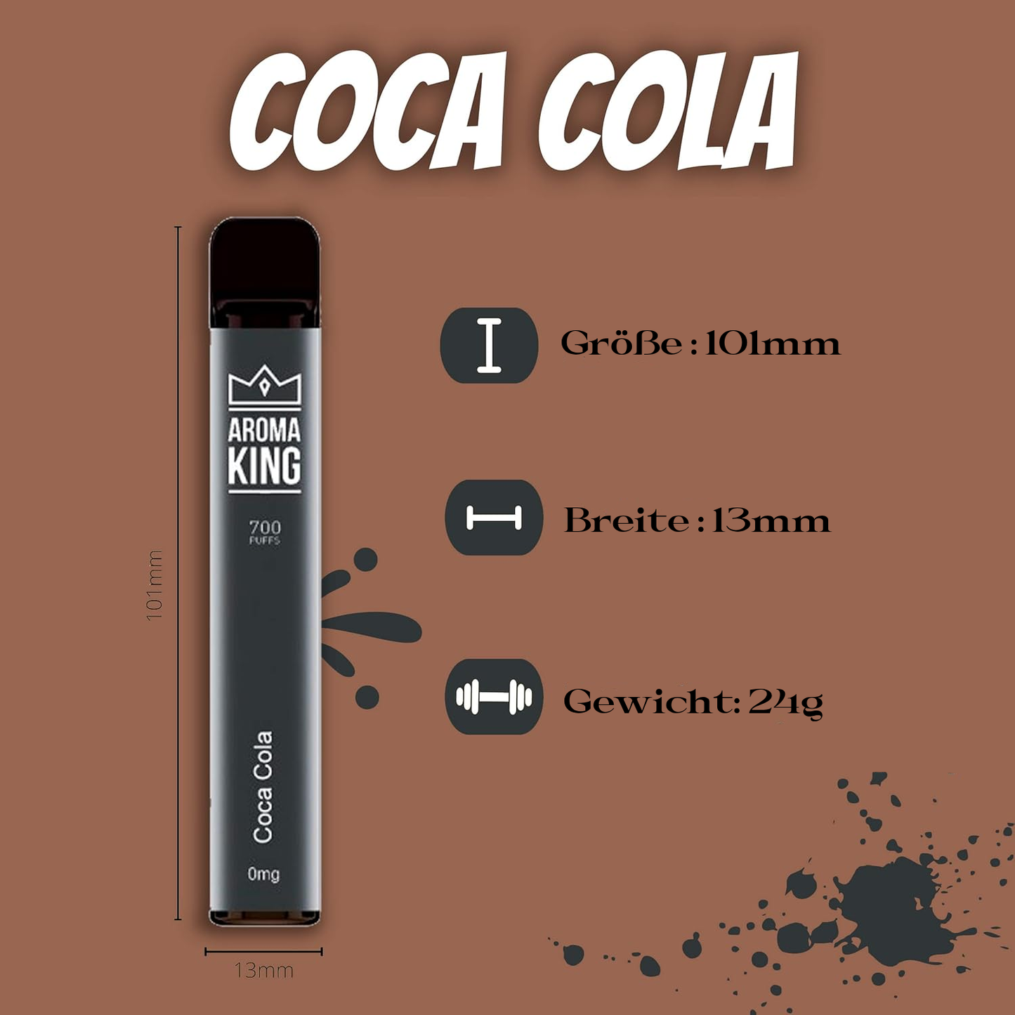 Aroma King Einweg E-Zigarette - Cola 0mg Nikotin